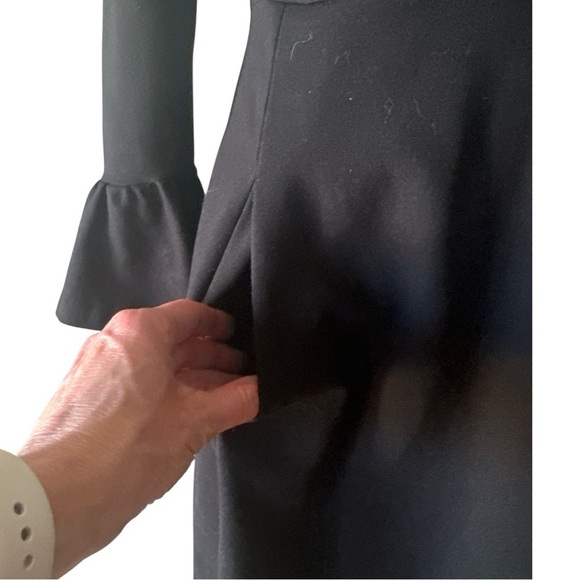 Kate Spade Bell Sleeve Stretch Ponte Fit & Flare Dress - Black - Size Medium - Picture 8 of 9